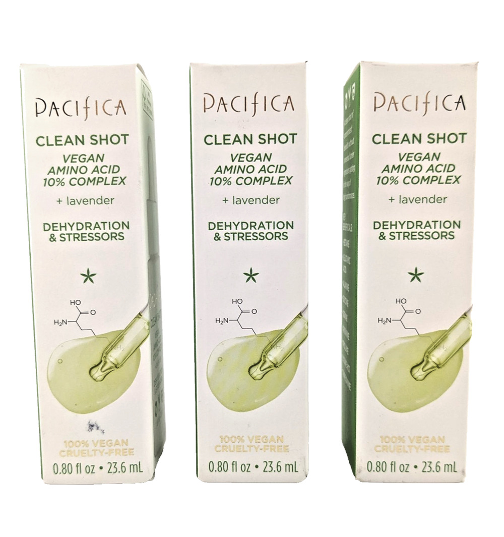 3-PACK Pacifica Clean Shot Dehydration & Stressors Vegan Amino Acid 10% Complex